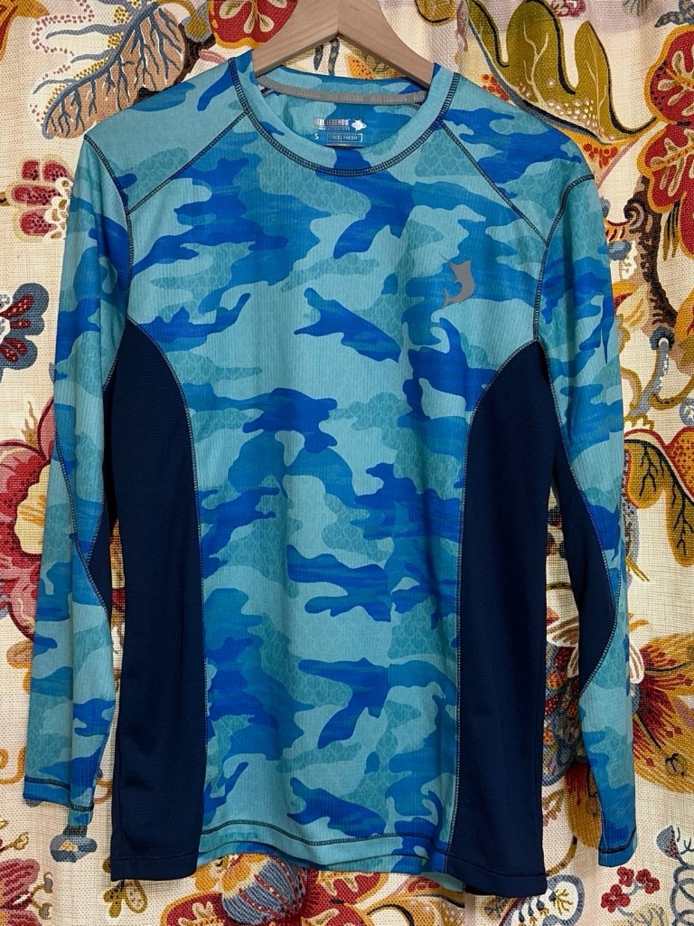 Reel Legends Blue Camo Long Sleeve Fishing Shirt